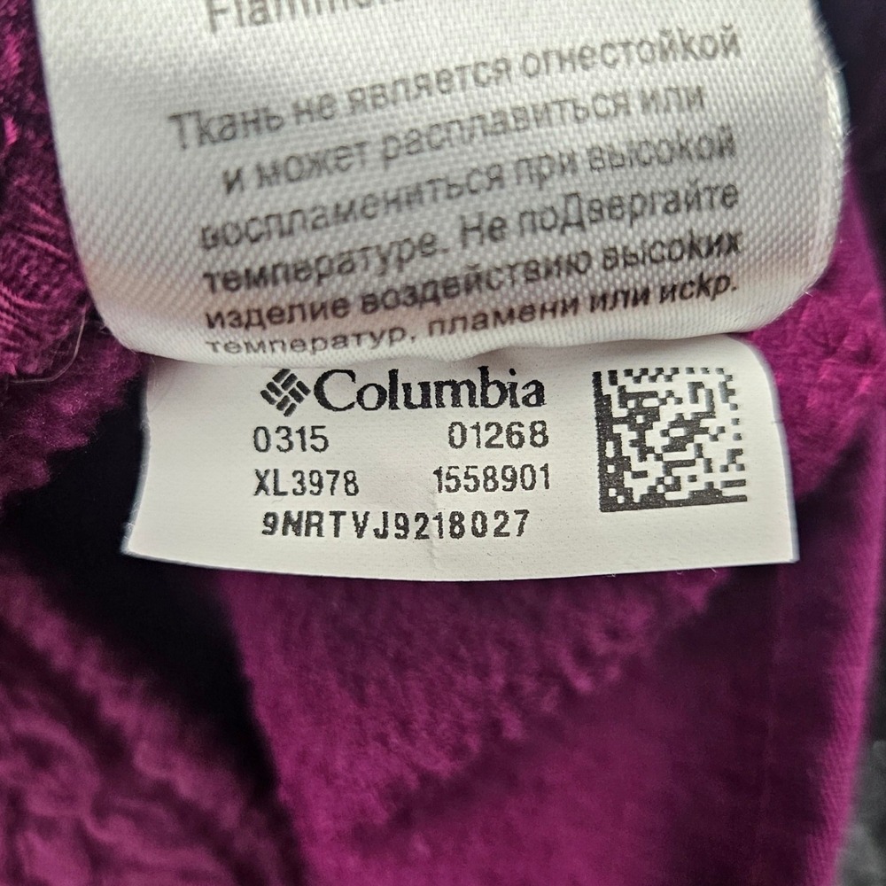 Columbia By The Lake Plush Fleece Jacket Women's L Full Zip Purple Long Sleeve - Picture 4 of 7